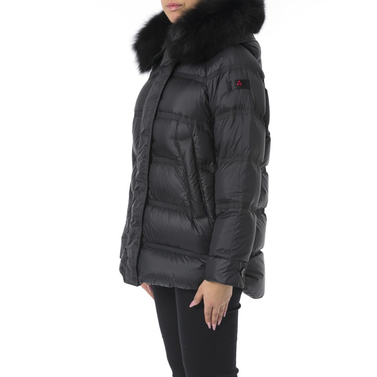 Takan Puffer Jacket con cappuccio bordato in Pelliccia Peuterey