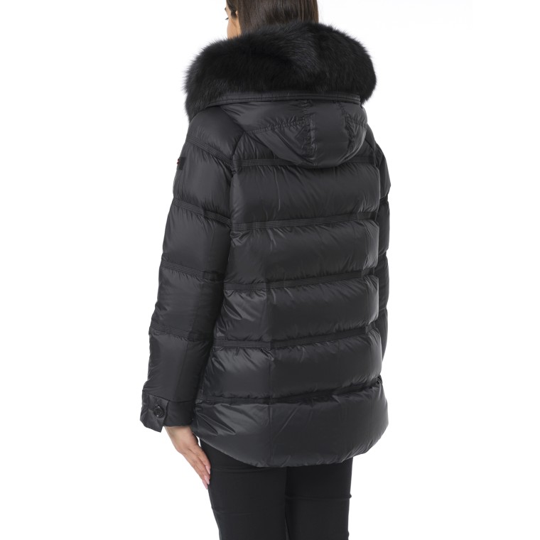 Takan Puffer Jacket con cappuccio bordato in Pelliccia Peuterey