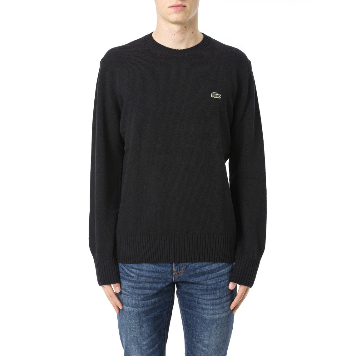 Maglione a girocollo in lana cardata Lacoste
