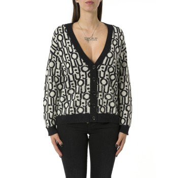 Cardigan con logo jacquard Liu Jo