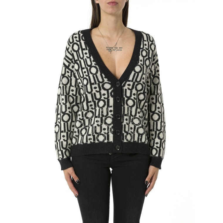 Cardigan con logo jacquard Liu Jo