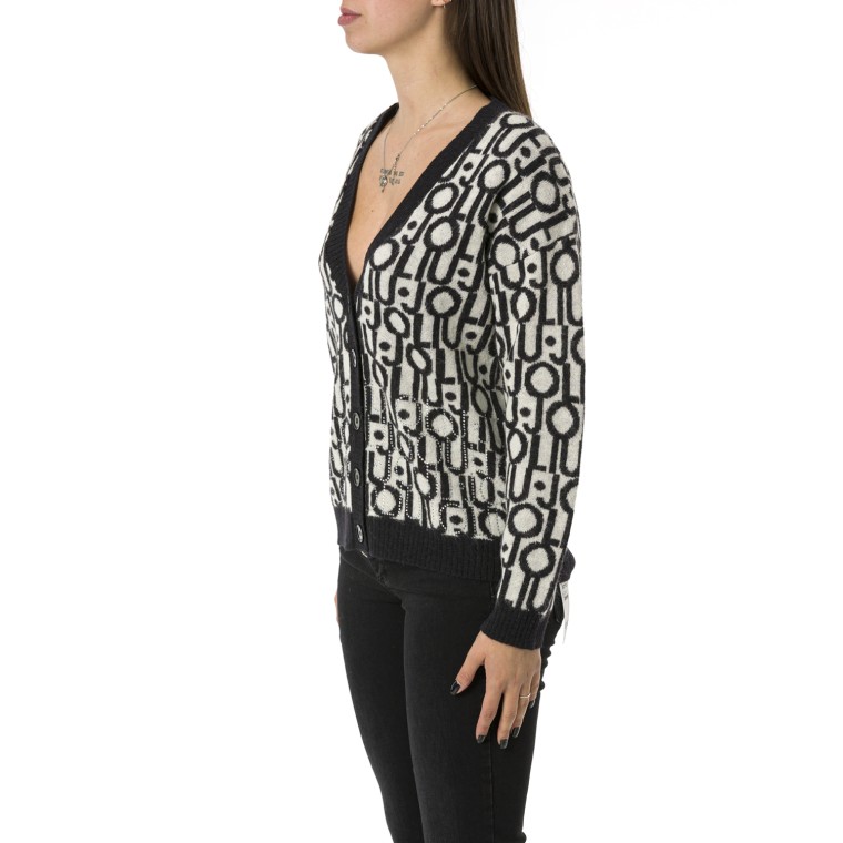 Cardigan con logo jacquard Liu Jo