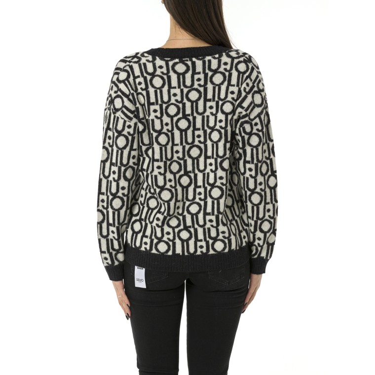 Cardigan con logo jacquard Liu Jo