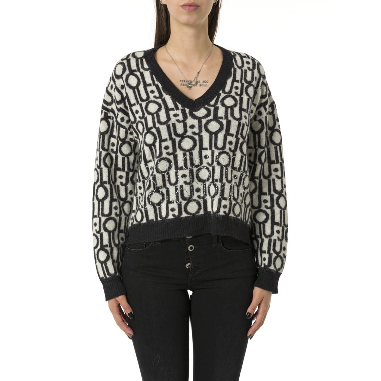 Maglia con logo jacquard Liu Jo