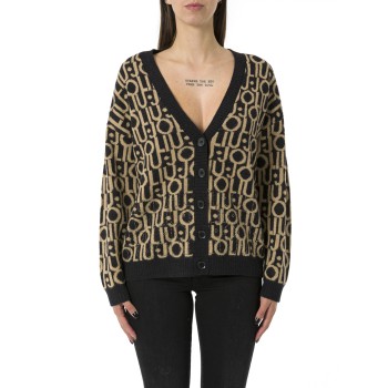 Cardigan con logo jacquard Liu Jo