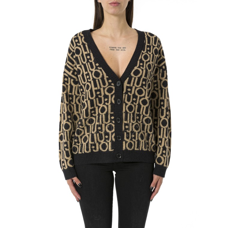 Cardigan con logo jacquard Liu Jo