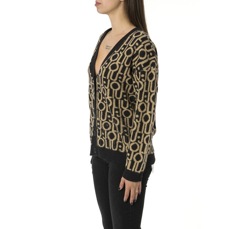 Cardigan con logo jacquard Liu Jo