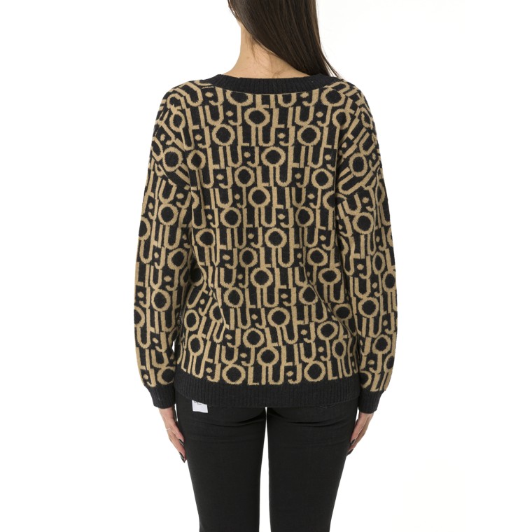 Cardigan con logo jacquard Liu Jo