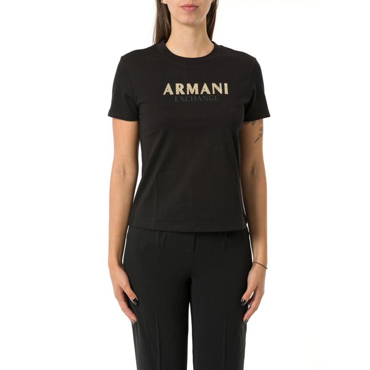 T-shirt con logo in strass Armani Exchange