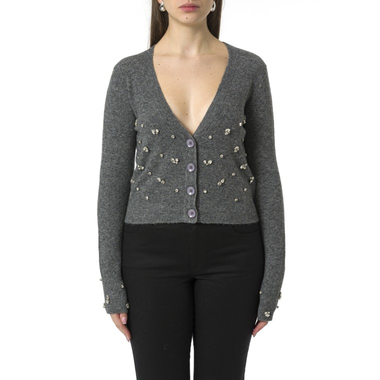 Cardigan i Blues con strass e scollo a V