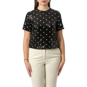 T-shirt a pois con paillettes i Blues