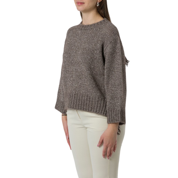 Maglia in mohair con frange e paillettes Marella Monochrome