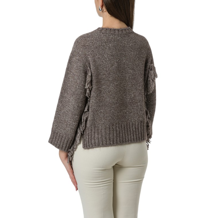 Maglia in mohair con frange e paillettes Marella Monochrome