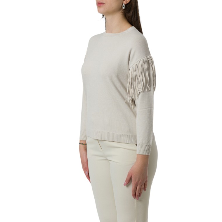 Maglia Marella Monochrome in viscosa stretch con frange