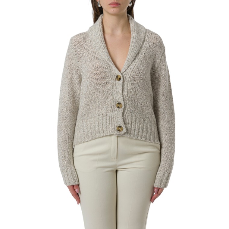 Cardigan cropped in mohair con paillettes Marella Monochrome