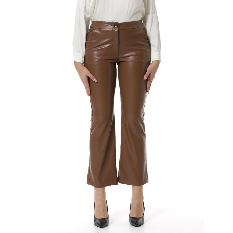 Pantaloni flare in jersey spalmato Marella