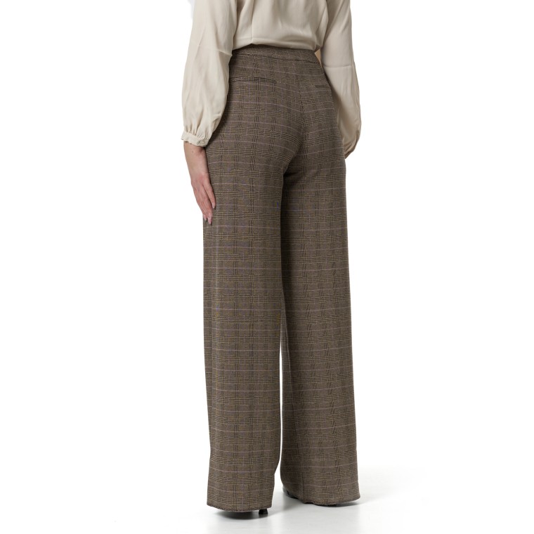 Pantaloni wide leg in jersey jacquard stretch i Blues