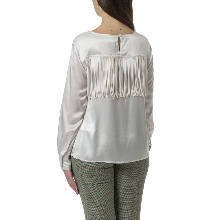 Blusa in raso di seta con frange Marella Monochrome