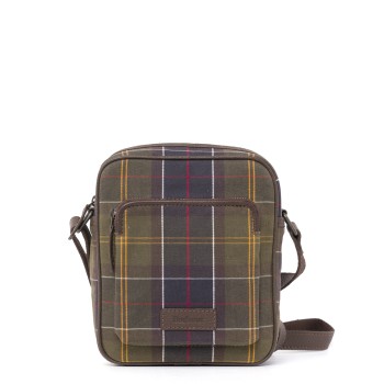 Borsa a tracolla in tartan e pelle Barbour