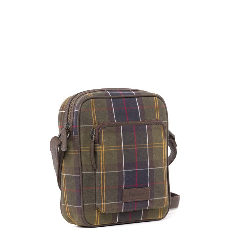 Borsa a tracolla in tartan e pelle Barbour