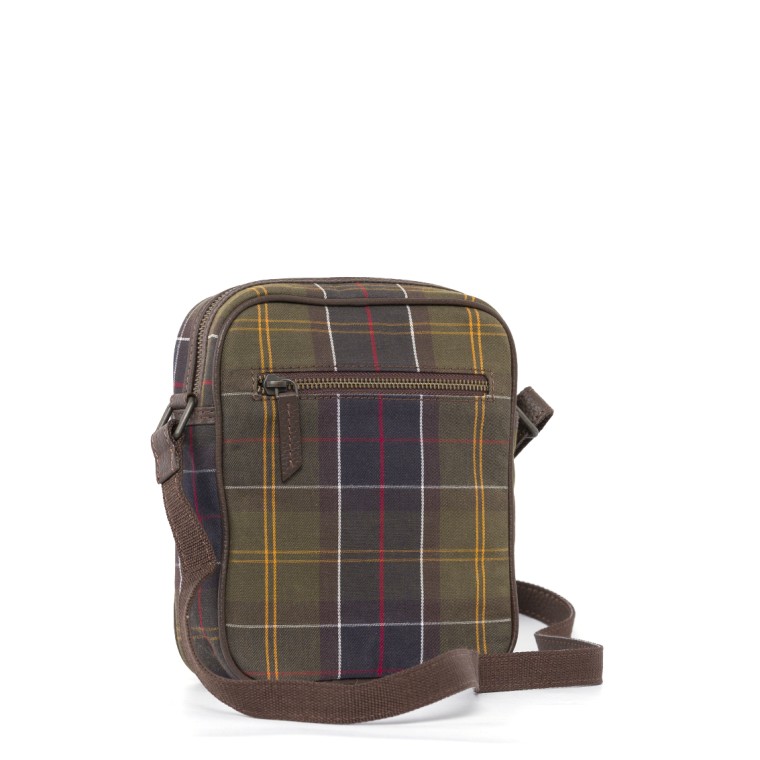 Borsa a tracolla in tartan e pelle Barbour