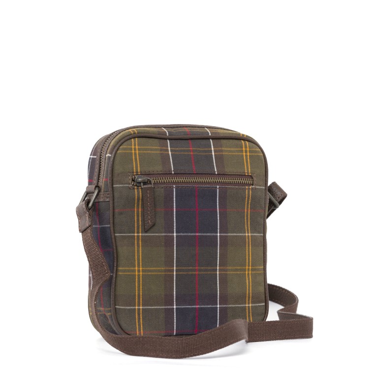 Borsa a tracolla in tartan e pelle Barbour