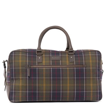 Borsone in tartan e pelle Barbour