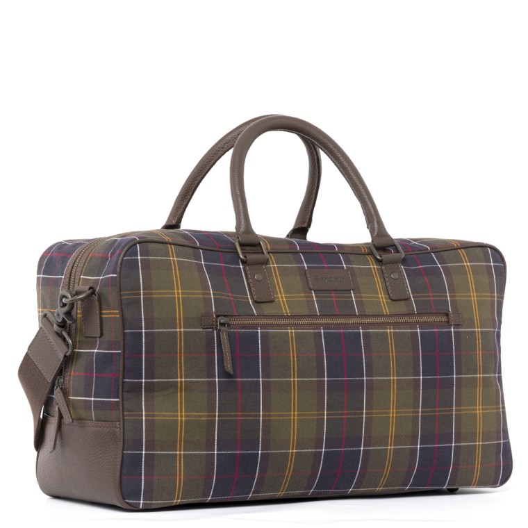 Borsone in tartan e pelle Barbour