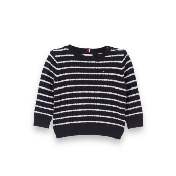 Pullover in maglia intrecciata a righe Tommy Hilfiger