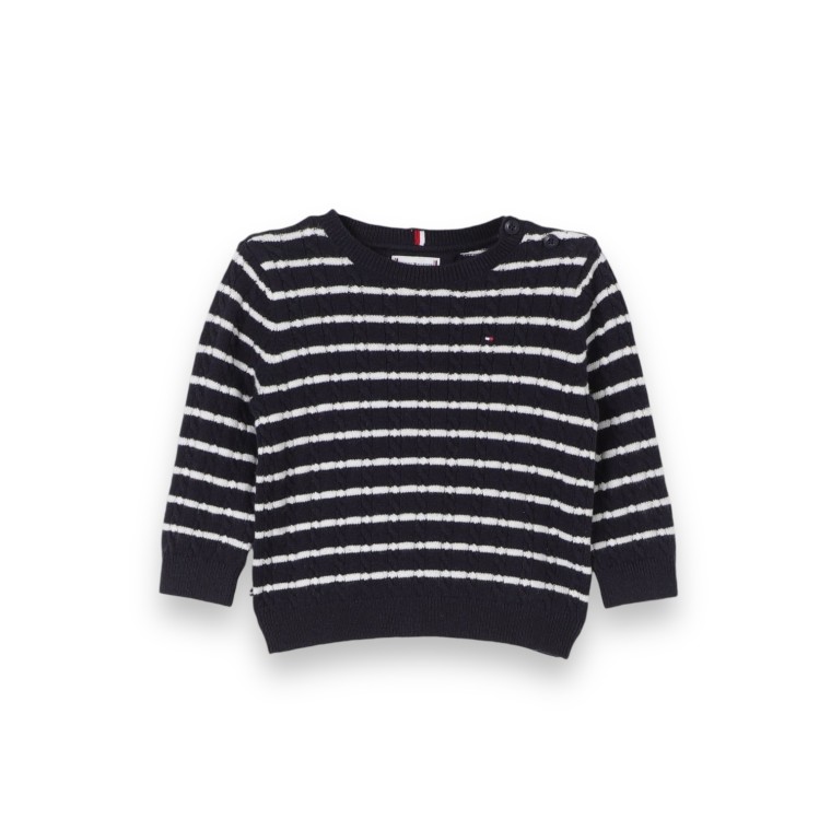 Pullover in maglia intrecciata a righe Tommy Hilfiger