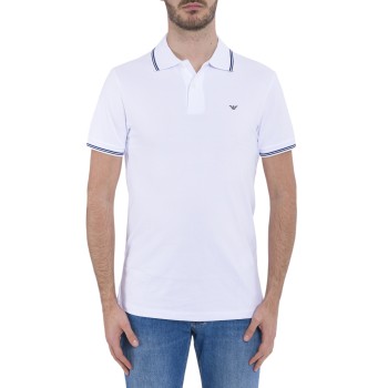 Polo in piquet stretch con micro eagle Emporio Armani