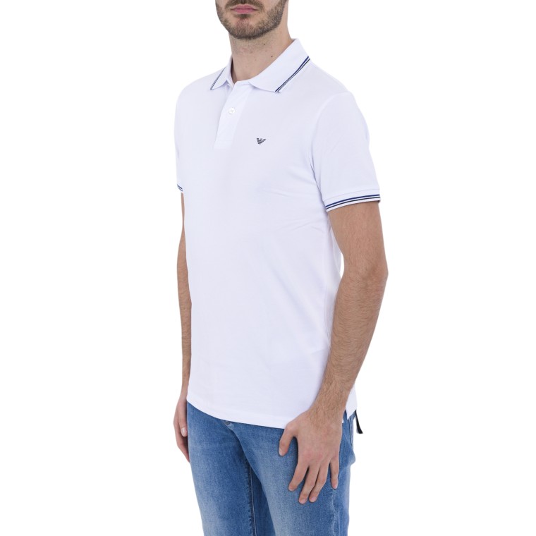 Polo in piquet stretch con micro eagle Emporio Armani