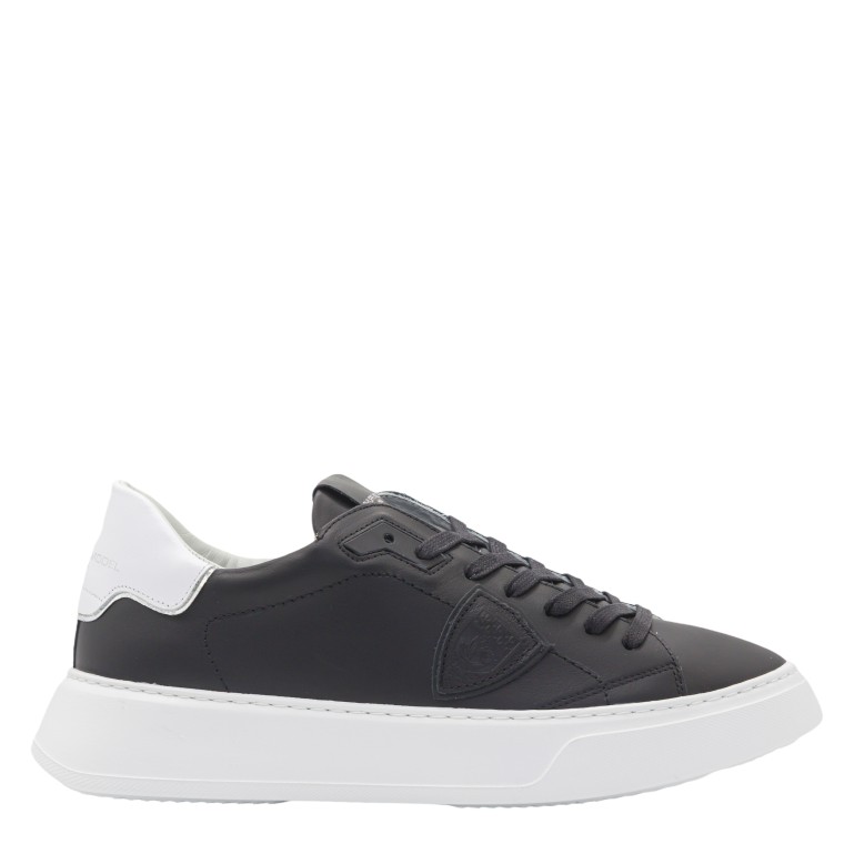 Sneakers Philippe Model Temple Veau Noir Blanc