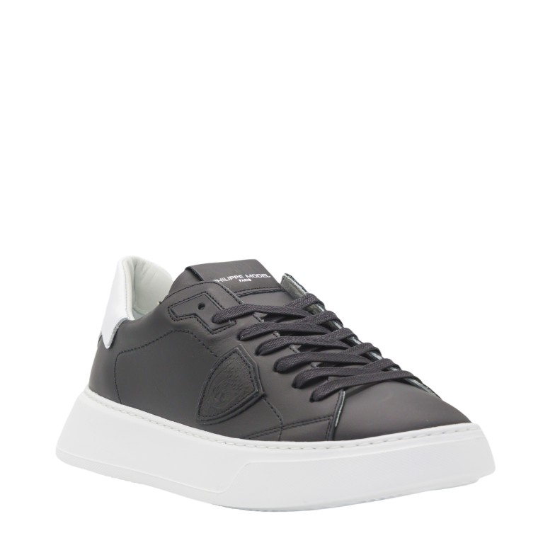 Sneakers Philippe Model Temple Veau Noir Blanc