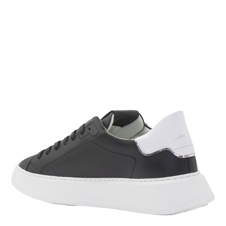 Sneakers Philippe Model Temple Veau Noir Blanc