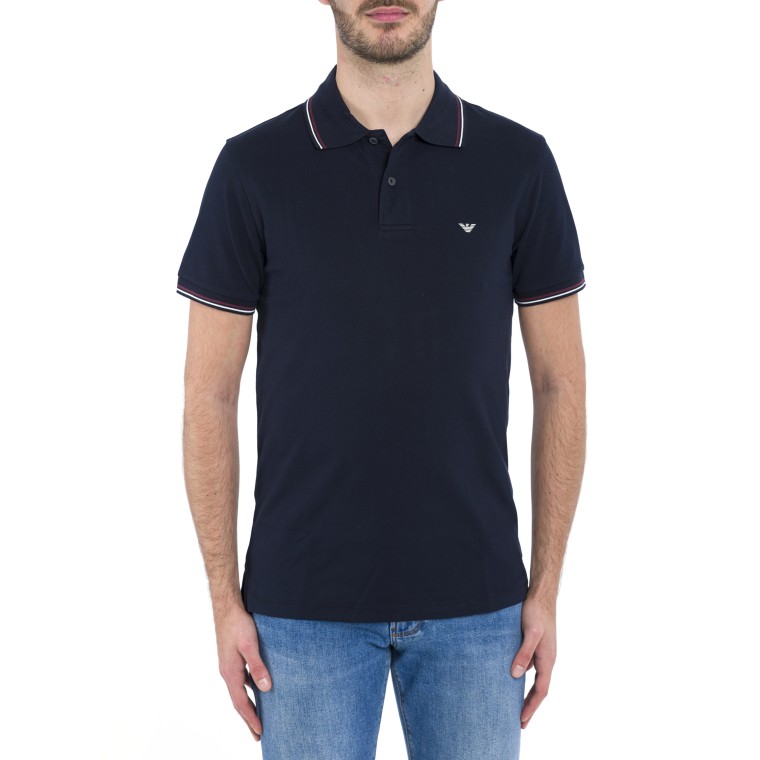 Polo in piquet stretch con micro eagle Emporio Armani