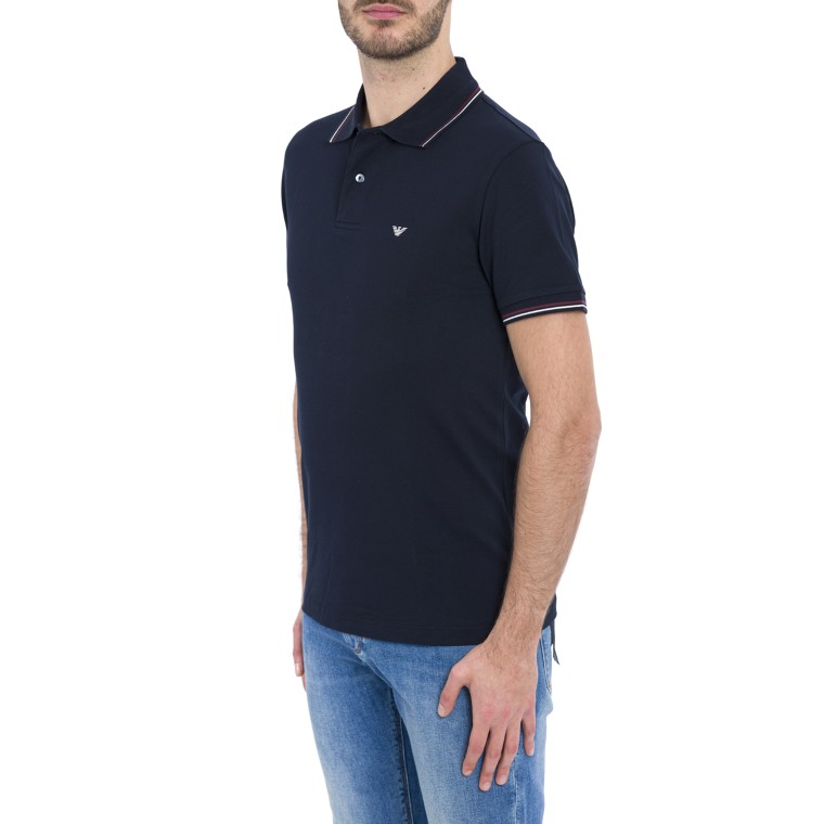 Polo in piquet stretch con micro eagle Emporio Armani