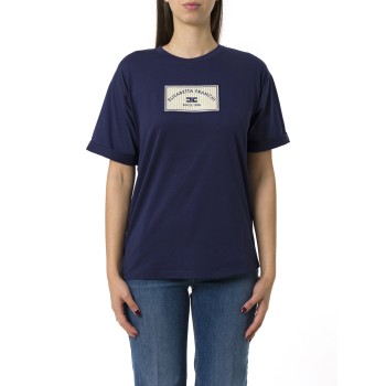 T-shirt in jersey con patch logo Elisabetta Franchi