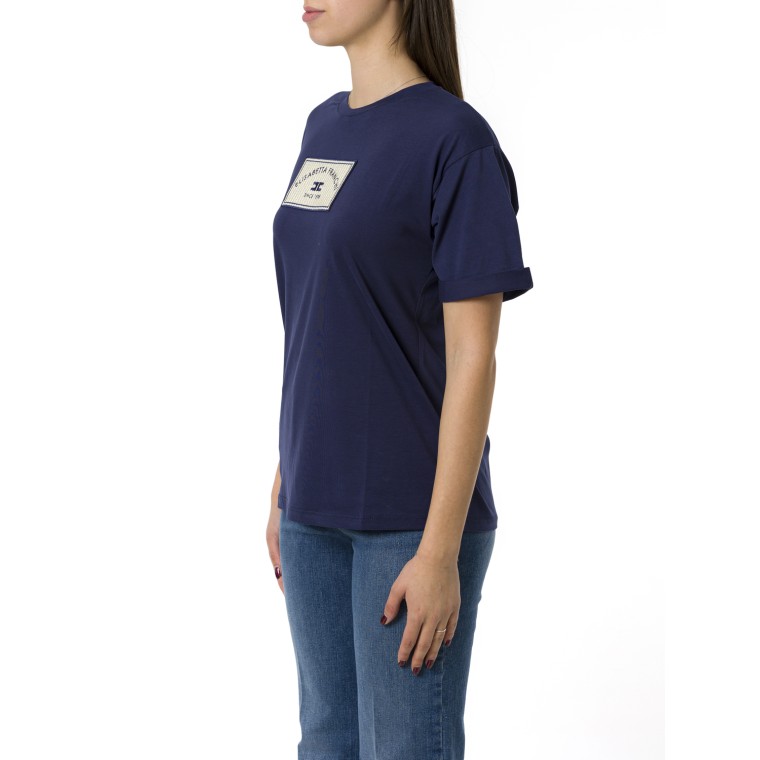 T-shirt in jersey con patch logo Elisabetta Franchi