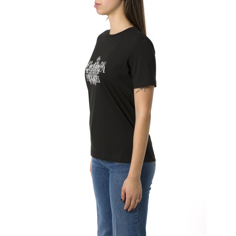 T-shirt in jersey con stampa e ricamo Elisabetta Franchi