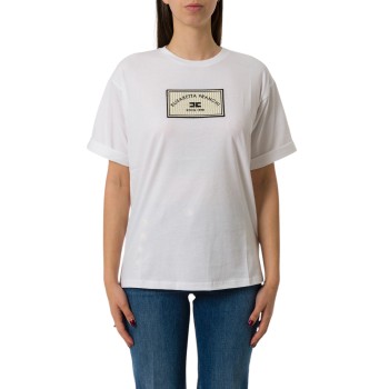 T-shirt in jersey con patch logo Elisabetta Franchi