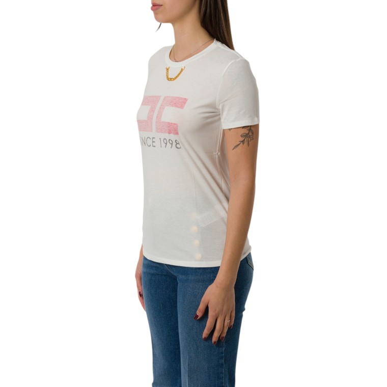 T-shirt in jersey con stampa e catenella Elisabetta Franchi