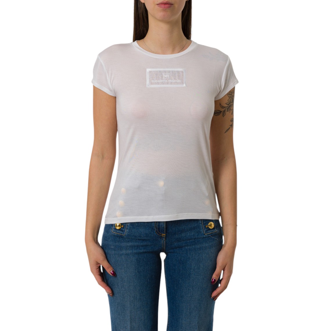 T-shirt in jersey con ricamo Elisabetta Franchi