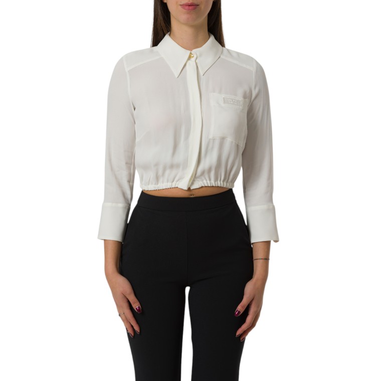 Camicia cropped in georgette con elastico Elisabetta Franchi