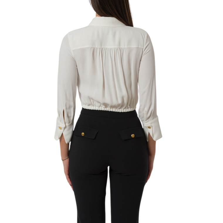 Camicia cropped in georgette con elastico Elisabetta Franchi