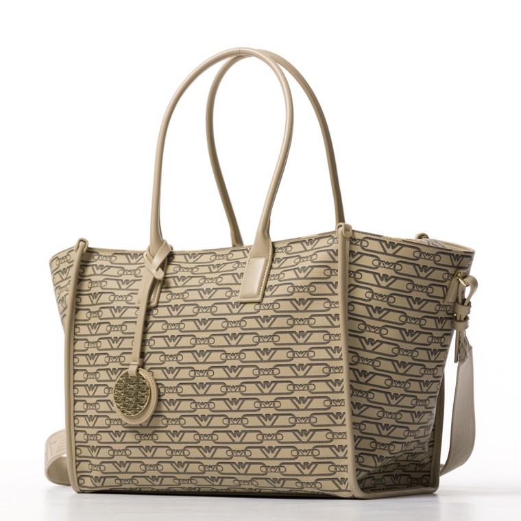 Shopper media stampa monogram all over Emporio Armani