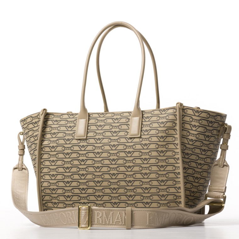 Shopper media stampa monogram all over Emporio Armani