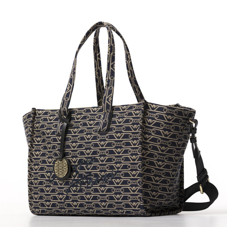 Shopper media stampa monogram all over Emporio Armani