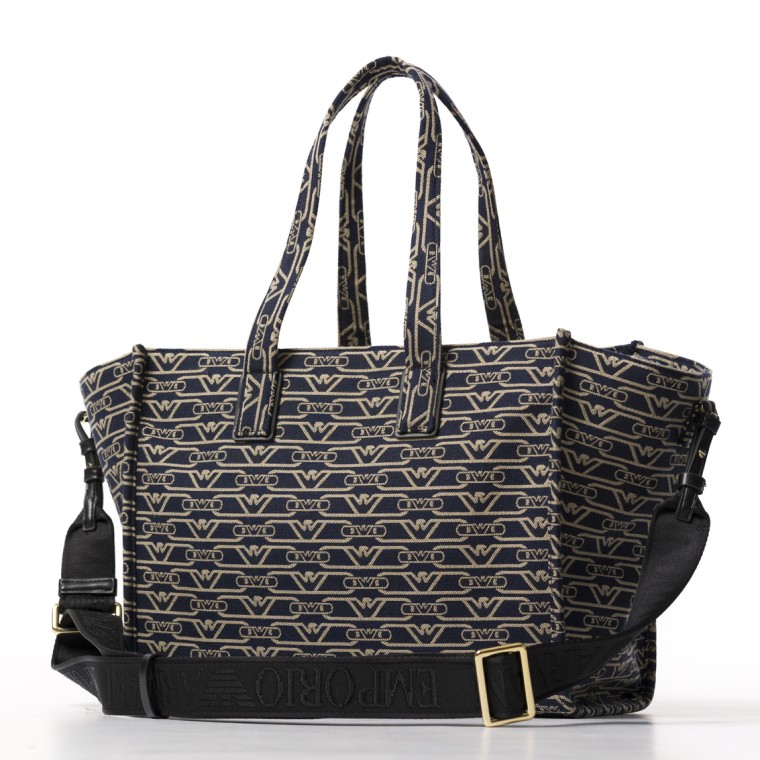 Shopper media stampa monogram all over Emporio Armani