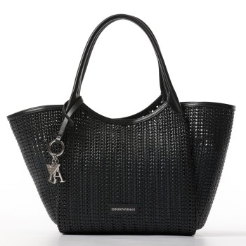 Shopper intrecciata con charm logo  Emporio Armani